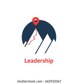 summit icon like leadership logo isolated on white. concept of successful progress or career ladder and mountaineering or alpinism or hiking. simple flat style trend modern logotype graphic art design