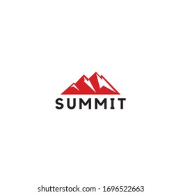 summit illustration and symbol, vector illustration, mountain logo.
