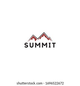 summit illustration and symbol, vector illustration, mountain logo.