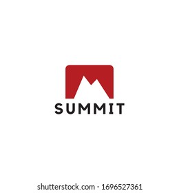 ilustración y símbolo de cumbre, ilustración vectorial, logo de montaña.