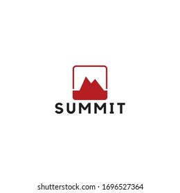 summit illustration and symbol, vector illustration, mountain logo.