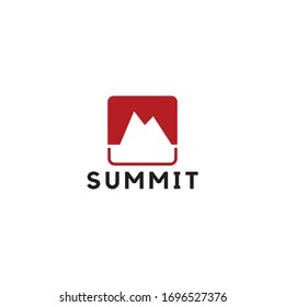 summit illustration and symbol, vector illustration, mountain logo.