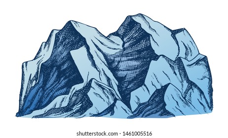 Summit Of Mountain Landscape Color Vector. Mountain Rock Peak Discovery Adventure Wilderness Place For Extreme Expedition Concept. Designed Template Illustration