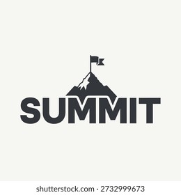 Summit mountain peak slogan typography Ilustración vectorial de diseño de camiseta para la naturaleza aventura éxito motivación y alcanzar los principales objetivos sobre un fondo transparente.