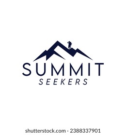 summit seekers hiker moutain logo vector