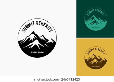 The "Summit Serenity Emblem" logo radiates tranquility and elegance, perfect for luxury resorts or wellness centers seeking to convey a sense of calm and refinement.