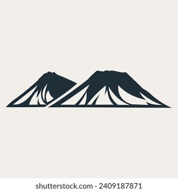Summit Serenity: Minimalist Mountain Adventure Logo with Silhouettes, Soft Pastels, and Iconic Design Elements