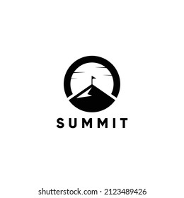  Summit and sun logo, mountain peak logo icon vector template