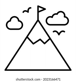 Icono De Esquema Del Vector De La Cumbre Aislado En Fondo Blanco
