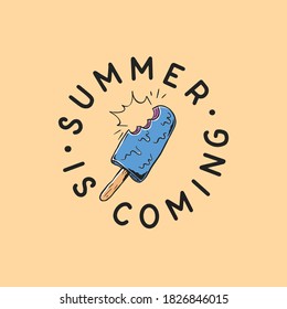 Summmer is coming badge design. Ice cream illustration. Badge design. Vector illustration.