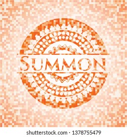 Summon abstract orange mosaic emblem