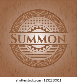 Summon badge with wooden background