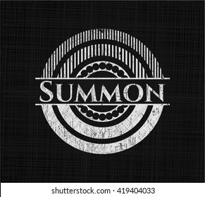 Summon chalkboard emblem written on a blackboard