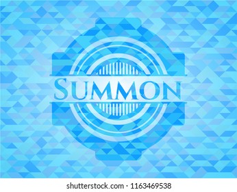 Summon light blue emblem with mosaic background