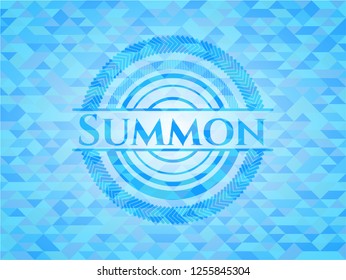 Summon light blue emblem. Mosaic background