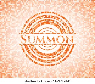 Summon orange mosaic emblem with background