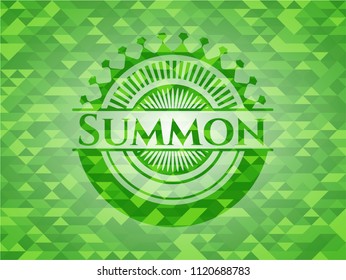 Summon realistic green mosaic emblem