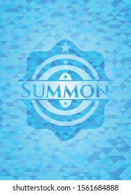 Summon realistic light blue mosaic emblem