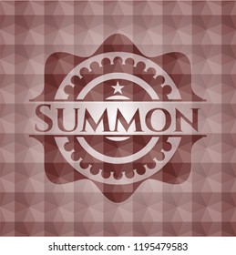 Summon red badge with geometric background. Seamless.