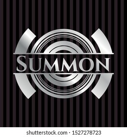 Summon silver badge. Vector Illustration. Mosaic.