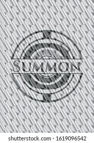 Summon silver shiny badge. Scales pattern. Vector Illustration. Detailed.