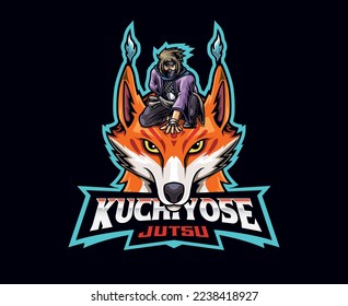 Diseño del logotipo de mascota de técnica de citación. Kuchiyose no jutsu ilustración vectorial. Ilustración de logotipo para mascota o símbolo e identidad, deportes de emblema o equipo de juegos de e-sports