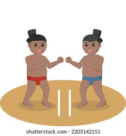 Sumo african Wrestler design character on white background
