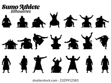 Sumo athlete silhouette vector illustration set