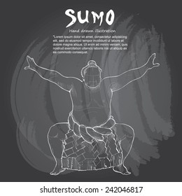 Sumo background Design. Hand drawn.