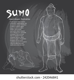 Sumo background Design. Hand drawn.