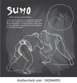 Sumo background Design. Hand drawn.