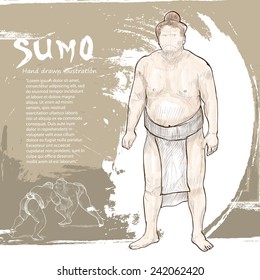 Sumo background Design. Hand drawn.
