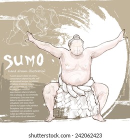 Sumo background Design. Hand drawn.