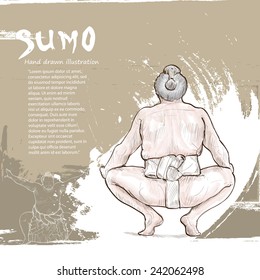 Sumo background Design. Hand drawn.