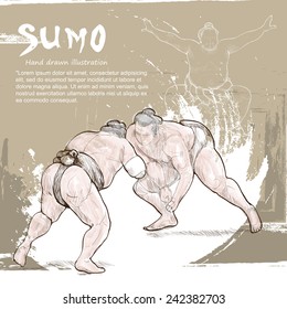 Sumo background Design. Hand drawn.