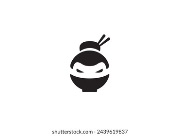 sumo and bowl logo. japanese food soup icon design