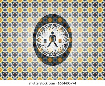 icono sumo de montaje en punto muerto dentro del fondo del emblema arabesco. decoración árabe.