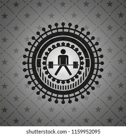 sumo deadlift icon inside black badge