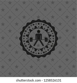sumo deadlift icon inside black badge
