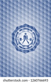 sumo deadlift icon inside blue hexagon emblem.