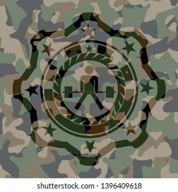 sumo deadlift icon inside camouflage texture