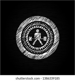 sumo deadlift icon inside chalk emblem