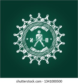 sumo deadlift icon inside chalkboard emblem
