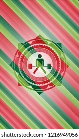 sumo deadlift icon inside christmas style badge..