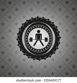 sumo deadlift icon inside dark badge