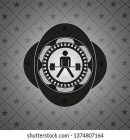 sumo deadlift icon inside dark emblem