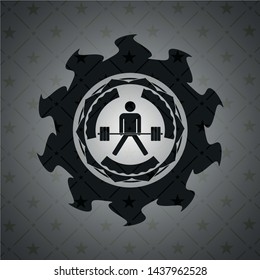 sumo deadlift icon inside dark emblem