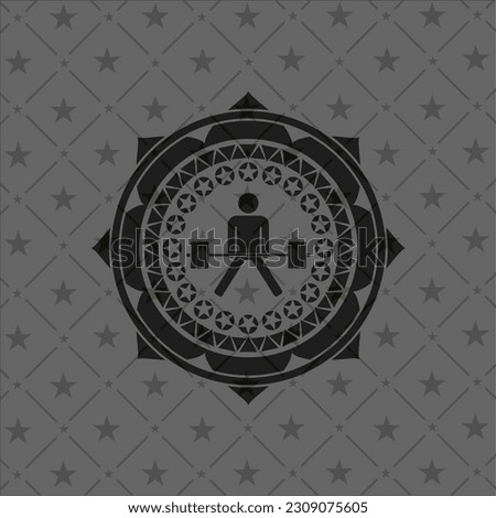 sumo deadlift icon inside dark emblem. Retro. 