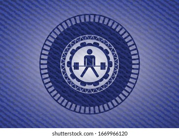 sumo deadlift icon inside emblem with jean high quality background
