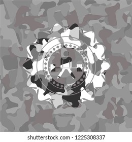 sumo deadlift icon inside grey camouflage texture